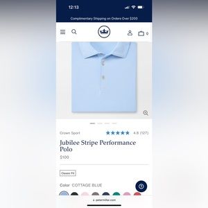 Peter Millar Jubilee Performance Polo in Cottage Blue